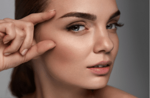 Sexy Female Model With Fingers Near Face